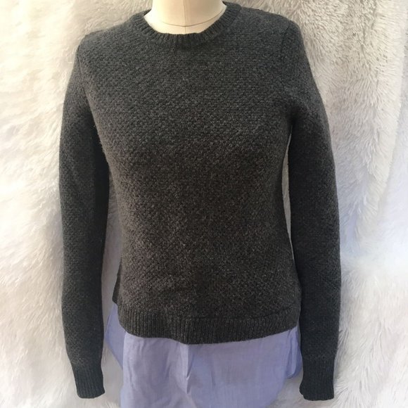 J. Crew Charcoal Gray Sweater with Light Blue Layer - Picture 2 of 7
